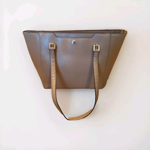 Lauren Ralph Lauren Tote Bag Newbury Halee Tote Bag Light Brown Tan Leather - Picture 1 of 7